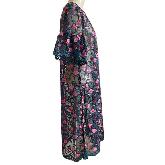 Anthro Moulinette Soeurs Floral Embroidered Lace Mesh Net Sheath Tunic Top - Picture 5 of 16